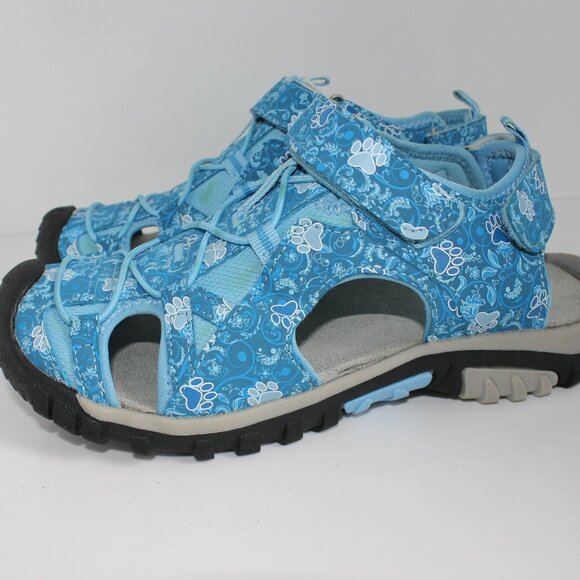 Animal Rescue Site Women's Size 8 Blue Paw Print Closed Toe Hiking Sandals - Picture 2 of 12